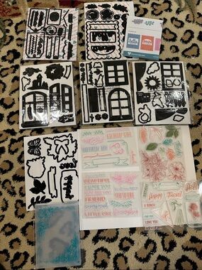 Diamond press Craft Stamp & Die Sets Collection - Pink, Green, Teal Accents